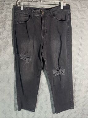 SO Goods For Life Jeans Women 15/32w Black High Rise Straight Distressed